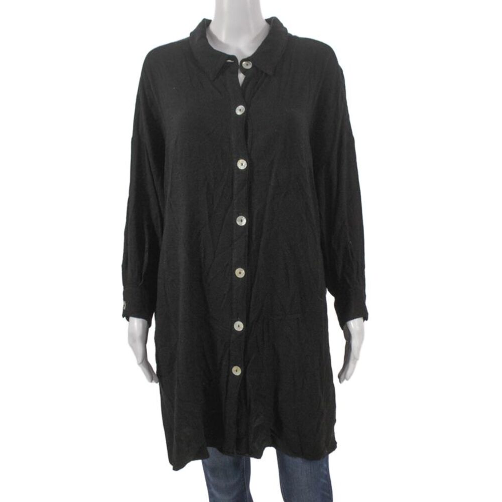 Electric & Rose Womens Shirt Dress Black Rayon Blend Long Sleeve Size XS